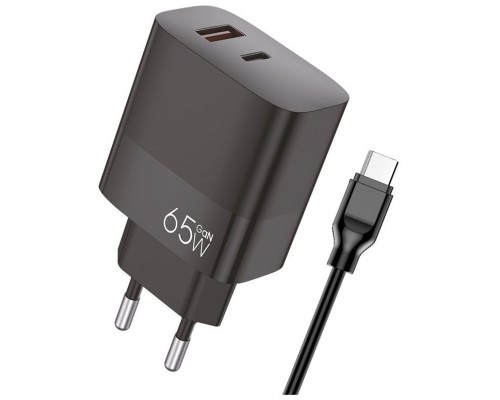CARGADOR COOL DUAL USBC,USB 65W U.C.R. CABLE BLACK