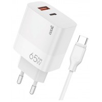 CARGADOR COOL DUAL USBC,USB 65W U.C.R. CABLE WHI.
