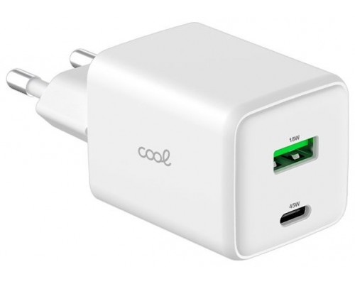 CARGADOR COOL DUAL USBC/USB 45W UTRA CARGA RAPIDA