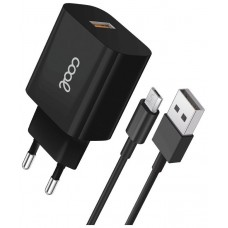 CARGADOR COOL MICRO USB 2.4 AMP BLACK  CABLE