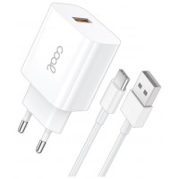 CARGADOR COOL  USB-C 12W 2.4 AMP WHITE CABLE 1.2M