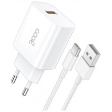 CARGADOR COOL  USB-C 12W 2.4 AMP WHITE CABLE 1.2M