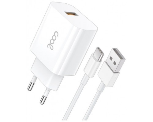 CARGADOR COOL  USB-C 12W 2.4 AMP WHITE CABLE 1.2M