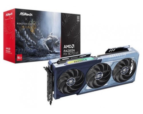 VGA ASROCK RX 9070 XT MONSTER HUNTER WILDS EDITION,AMD,RX9070XT,16GB,GDDR6,256BIT,1HDMI+3DP -JUEGO INCLUIDO- (RX9070XT MH 16G)