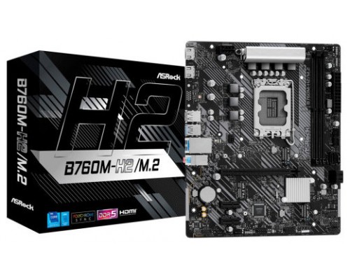 PLACA ASROCK B760M-H2/M.2,INTEL,1700,B760,2DDR5,96GB,HDMI+DP,4SATA+2M.2,5USB 3.2+1USB-C,GBLAN,MATX