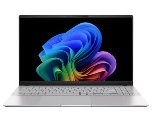 ASUS Vivobook S 15 OLED S5507QA-MA006W Copilot+ PC - Ordenador Portátil 15.6" Wide Quad HD+ 120Hz (Qualcomm Snapdragon X1E78100, 16GB RAM, 1TB SSD, Adreno GPU, Windows 11 Home) Plata Fría - Teclado QWERTY español