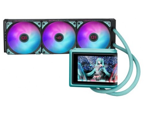 ASUS ROG RYUO IV 360 ARGB Hatsune Miku Edition Procesador Sistema de refrigeraci&oacute;n l&iacute;quida todo en uno 12 cm Negro, Turquesa