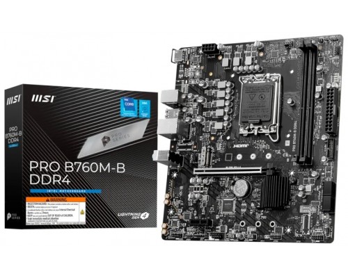 PLACA MSI PRO B760M-B DDR4,INTEL,1700,B760,2DDR4,128GB,HDMI,4SATA+1M.2,4USB3.2,GBLAN,MATX