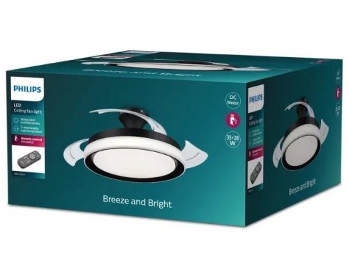 PHILIPS Ventilador Bliss Negro 35+28 W con luz LED