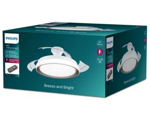 PHILIPS Ventilador Bliss Dorado 35+28 W con luz LED