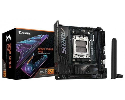 GIGABYTE B850I AORUS PRO Placa Base - Compatible con procesadores AMD Ryzen Serie 9000, VRM digital de 8+2+1 fases, hasta 8400MHz DDR5 (OC), 1xPCIe 5.0 + 1xPCIe 4.0 M.2, 2.5LAN, WIFI 7, USB 3.2 Gen 2