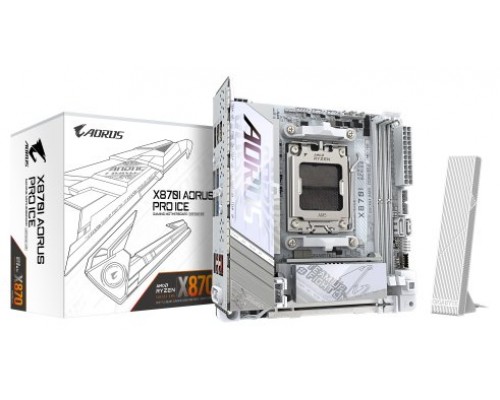 GIGABYTE X870I AORUS PRO ICE Placa base - Compatible con procesadores AMD Ryzen serie 9000, VRM de 8+2+1 fases, hasta 8400 MHz DDR5 (OC), 1xPCIe 5.0 M.2 + 1xPCIe 4.0 M.2, WI-FI 7, LAN 2,5 GbE, USB 4