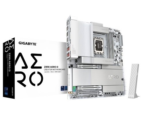 GIGABYTE Z890 AERO D Placa Base - Compatible con CPUs Intel Core Ultra (Serie 2), VRM de 16+1+2 fases, hasta 9500MHz DDR5 (OC), PCIe 5.0 M.2, Wi-Fi 7, Thunderbolt 5