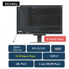 MONITOR PARA PROGRAMACION BENQ RD240Q  24.1" IPS WQXGA ,2560 X 1600, 95% P3, ANTIDESLUMBRAMIENTO, USB-C PD90W., 16:10 HDR10