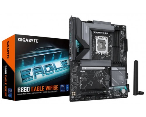 GIGABYTE B860 EAGLE WIFI6E Placa base - CPUs Intel Core Ultra, VRM de 12+1+2+1 fases, hasta 9066MHz DDR5, 1xPCIe 5.0 + 2xPCIe 4.0 M.2, LAN 2,5 GbE, WIFI 6E, USB 3.2 Gen 2x2