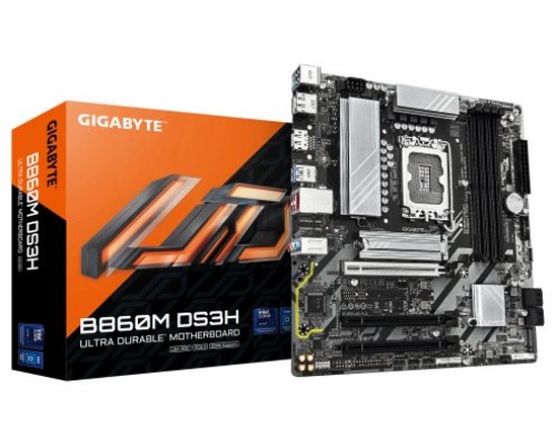 GIGABYTE B860M DS3H Placa base - CPUs Intel Core Ultra, VRM de 5+1+2+1 fases, hasta 9066MHz DDR5, 1xPCIe 5.0 + 1xPCIe 4.0 M.2, LAN 2,5 GbE, USB 3.2 Gen 2 (Espera 4 dias)