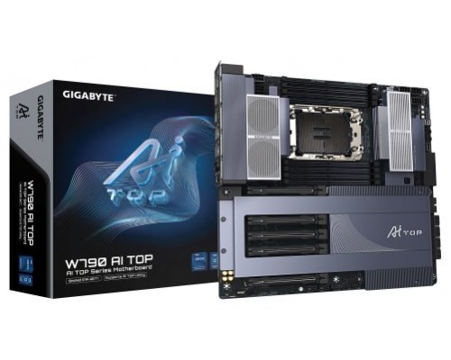 PLACA GIGABYTE W790 AI TOP,INTEL,LGA4677,W790,8DDR5,ECC R-DIMM,2DPIN+2THUNDERBOALT,2TB,8SATA+2M.2,8USB 3.2+2USB4,LAN10GB+WIFI7+BT5.4,E-ATX