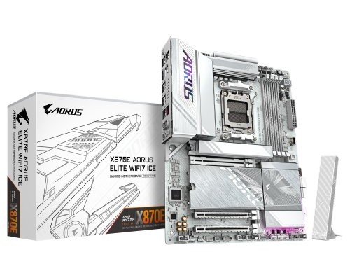 PLACA GIGABYTE X870E A ELITE WIFI7 ICE (BLANCO),AMD,AM5,X870E,4DDR5,256GB,1HDMI+1FHDMI+2USB4,4SATA3+4M.2,2.5GBLAN+WIFI7+BT5.4,6USB3.2+TB,ATX