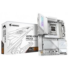 GIGABYTE Placa base X870E AORUS PRO ICE - Compatible con CPUs AMD Ryzen 9000, VRM digital de 16+2+2 fases, hasta 8000MHz DDR5 (OC), 4xM.2 + 4xPCIe 5.0, Wi-Fi 7, LAN 2.5GbE, USB 3.2 Gen 2x2