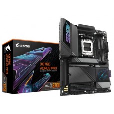 GIGABYTE Placa base X870E AORUS PRO - Compatible con CPUs AMD Ryzen 9000, VRM digital de 16+2+2 fases, hasta 8000MHz DDR5 (OC), 4xPCIe 5.0 + 4xM.2, Wi-Fi 7, LAN 2.5GbE, USB 3.2 Gen 2x2