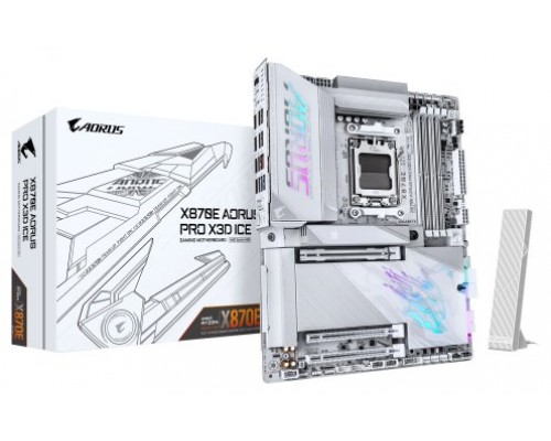 PLACA GIGABYTE X870E AORUS PRO X ICE,AMD,AM5,X870E,4DDR5,256GB,1HDMI+2USB4,4SATA6+2M.2,5GBLAN+WIFI7+BT5.4,7USB3.2,ATX