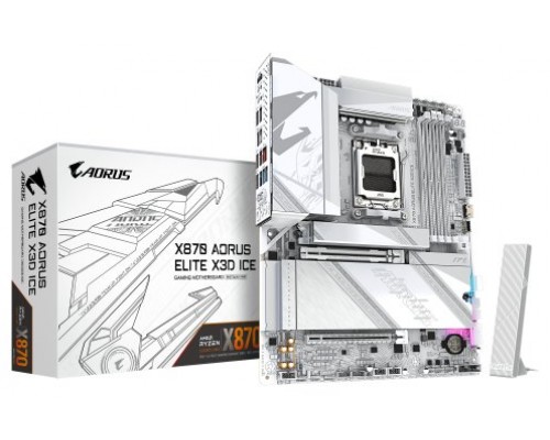 PLACA GIGABYTE X870 AORUS ELITE X ICE,AMD,AM5,X870,4DDR5,256GB,1HDMI+2USB4,2SATA6+2M.2,5GBLAN+WIFI7+BT5.4,10USB3.2,ATX