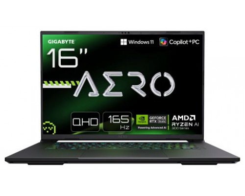GIGABYTE AERO X16 1VH93ESC64AH Copilot+ PC AMD Ryzen AI 7 350 Portátil 40,6 cm (16") WQXGA 32 GB DDR5-SDRAM 1 TB SSD NVIDIA GeForce RTX 5060 Wi-Fi 6E (802.11ax) Windows 11 Home Gris