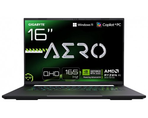 GIGABYTE PORTATIL AERO X16 2WHA3ESC65AH,AMD RYZEN AI 9 HX 370,32GB DDR5,SSD 1TB+1TB,16” 16.0 QHD+ 165HZ,RTX5070/8GB,W11 HOME