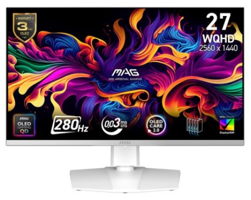 MSI MAG 272QPW QD-OLED X28 pantalla para PC 67,3 cm (26.5") 2560 x 1440 Pixeles Wide Quad HD Blanco