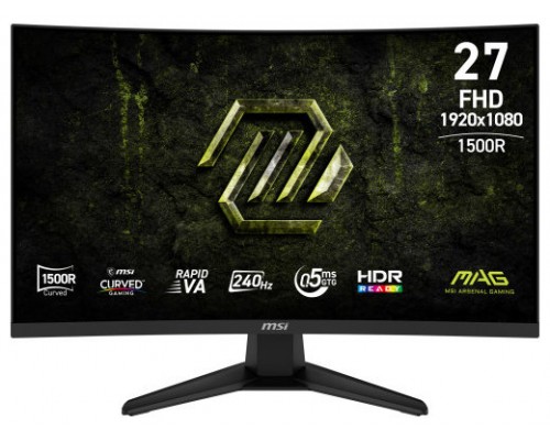 MSI MONITOR MAG 275CF X24. 27" RAPID VA CURVE 1500R. 1920x1080 . 240HZ. NEGRO