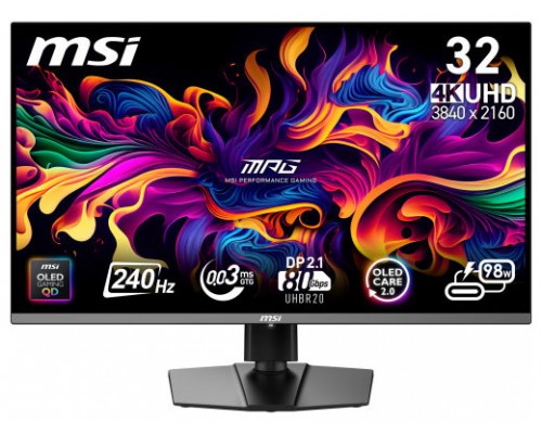 MSI MPG 322URX QD-OLED pantalla para PC 80 cm (31.5") 3840 x 2160 Pixeles 4K Ultra HD Negro