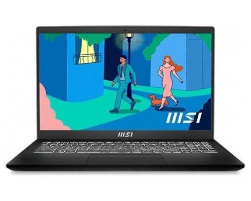 MSI Modern 15 B12M-042ES i7-1255U Portátil 39,6 cm (15.6") Full HD Intel® Core™ i7 16 GB DDR4-SDRAM 1000 GB SSD Wi-Fi 6 (802.11ax) Windows 11 Home Negro