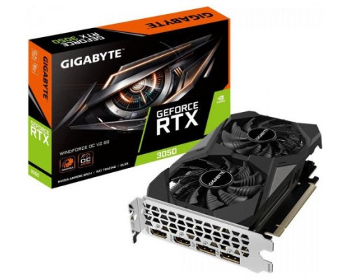 VGA GIGABYTE GV-N3050WF2OCV2-6GD,NV,RTX3050,GDDR6,6GB,96BIT,2HDMI+2DP,WINDFORCE 2X (2 VENTILADORES)