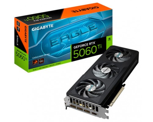 GIGABYTE GeForce RTX 5060 Ti WINDFORCE MAX OC 8G Tarjeta Gráfica – 8 GB GDDR7, 128 bits, PCI-E 5.0, 2617MHz Frecuencia del núcleo, 3 x DisplayPort, 1 x HDMI, NVIDIA DLSS 4, GV-N506TEAGLEMAX OC-8GD