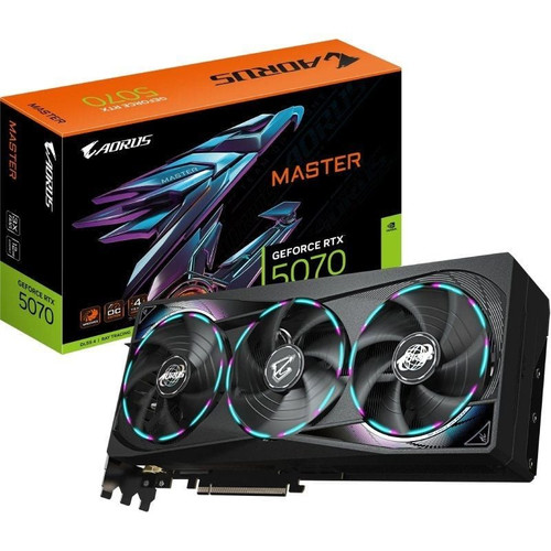 GIGABYTE AORUS GeForce RTX 5070 MASTER 12G Tarjeta Gr&aacute;fica - 12GB GDDR7, 192 bits, PCI-E 5.0, XXXX MHz Core Clock, 3 x DP 2.1a, 1 x HDMI 2.1b, NVIDIA DLSS 4, GV-N5070AORUS M-12GD