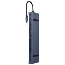ADAPTADOR MULTIPUERTO USB TIPO C 10 EN 1 3 5 MM GRIS ESPACIAL