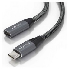 AISENS - CABLE USB 3.2 GEN2x2 ALUMINIO 20GBPS 8K@30HZ 5A 100W, TIPO USB-C/M-USB-C/H, GRIS, 0.5M