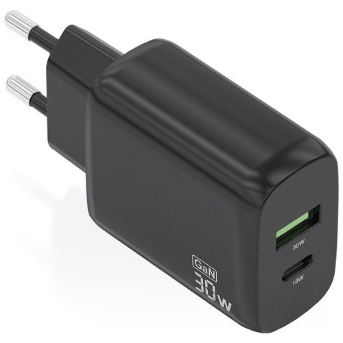 CARGADOR GAN 30W 1xUSB-C PD3.0 QC4.0 1xUSB-A QC3.0