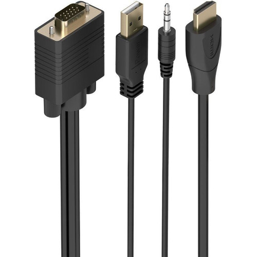 AISENS Cable Conversor SVGA+Audio a HDMI, SVGA/M+Jack 3.5/M+USB-A/M-HDMI A/M, Negro, 1.5m-DI3 AISENS Cable Conversor SVGA+Audio a HDMI, SVGA/M+Jack 3.5/M+USB-A/M-HDMI A/M, Negro, 1.5m