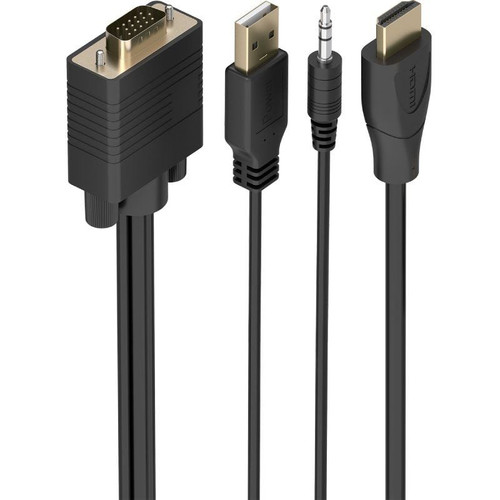 AISENS Cable Conversor HDMI a SVGA+Audio, HDMI A/M-SVGA/M+Jack 3.5/M+USB-A/M, Negro, 1.5m-DI2 AISENS Cable Conversor HDMI a SVGA+Audio, HDMI A/M-SVGA/M+Jack 3.5/M+USB-A/M, Negro, 1.5m