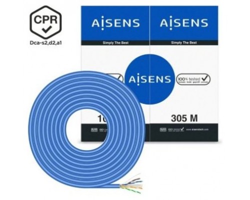 BOBINA CABLE RED AISENS RJ45 LSZH CPR Dca CAT.6 UTP 305M AZUL