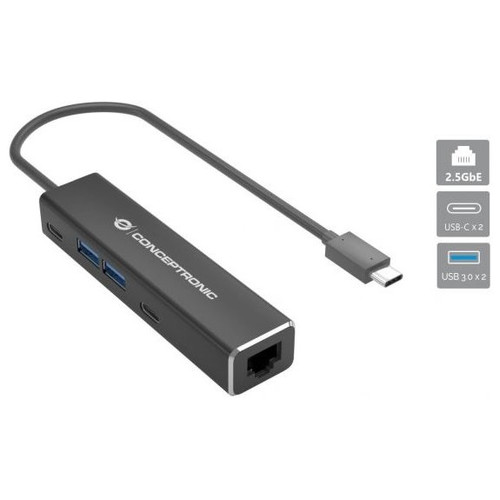 ADAPTADOR USB-C A RED 2.5Gb RJ45 CONCEPTRONIC CON HUB-SX7 ADAPTADOR USB-C A RED 2.5Gb RJ45 CONCEPTRONIC CON HUB