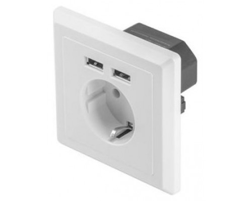 ROSETA PARED LANBERG 230V SCHUKO 16A 2X USB 2.1 A BLANCO