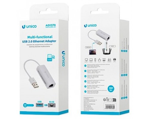 ADAPTADOR UNICO USB2.0 DE USB A RJ45