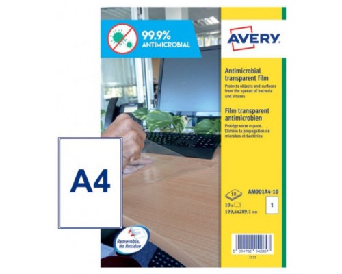 Avery AM001A4 etiqueta autoadhesiva Rectángulo Desmontable Transparente 10 pieza(s) (Espera 4 dias)