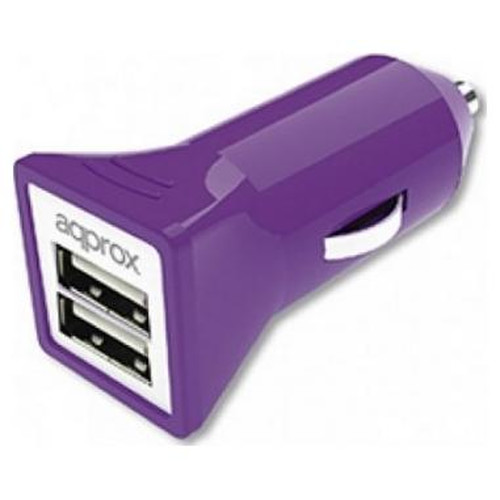 APPROX Cargador Doble USB para Coche (Purpura)-SX2 APPROX Cargador Doble USB para Coche (Purpura)