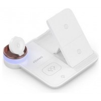 AISENS - CARGADOR INALAMBRICO USB-C 4 EN 1 DE 15W PARA MOVIL, APPLE WATCH, AURICULARES CON ESTUCHE DE CARGA, BLANCO