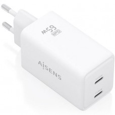 CARGADOR GaN 65W 2xUSB-C PD3.0 QC4.0 BLANCO AISENS