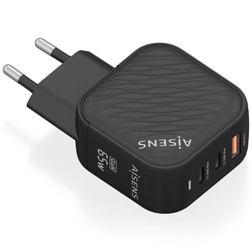 AISENS - CARGADOR GaN 65W, 2xUSB-C PD3.0 QC4.0, 1xUSB-A QC3.0, NEGRO-SX4 AISENS - CARGADOR GaN 65W, 2xUSB-C PD3.0 QC4.0, 1xUSB-A QC3.0, NEGRO
