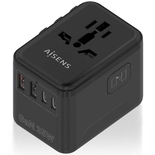 ADAPTADOR AISENS ENCHUFE UNIVERSAL VIAJE CARGADOR USB GAN 35W NEGRO-DI4 ADAPTADOR AISENS ENCHUFE UNIVERSAL VIAJE CARGADOR USB GAN 35W NEGRO